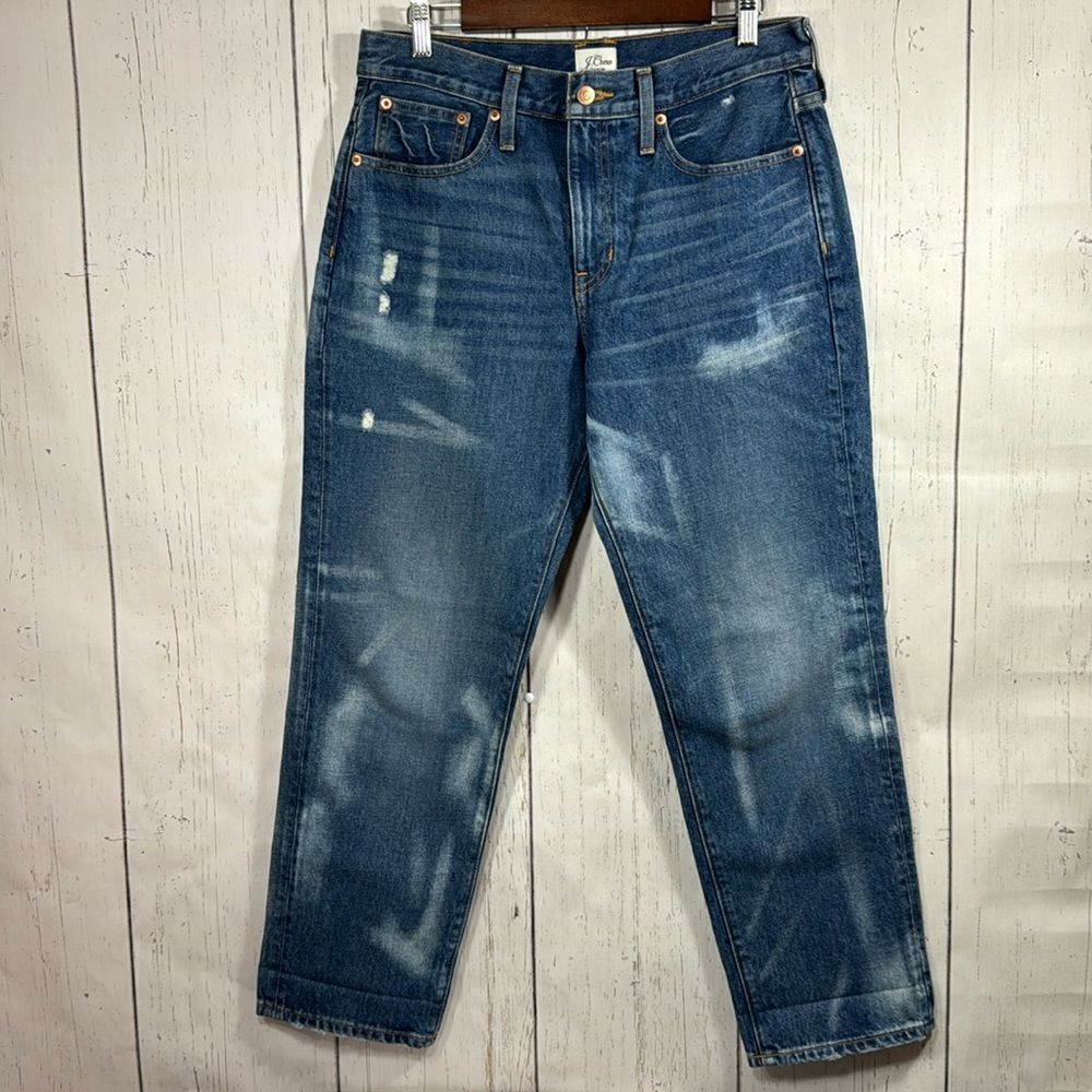 J.Crew Slouchy Boyfriend Jeans 28 Medium Wash Distressed Relaxed Fit Streetwear